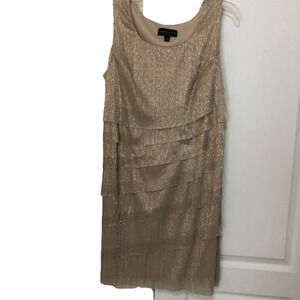 Connected Woman Gold with Silver Tiered Sleeveless Dress